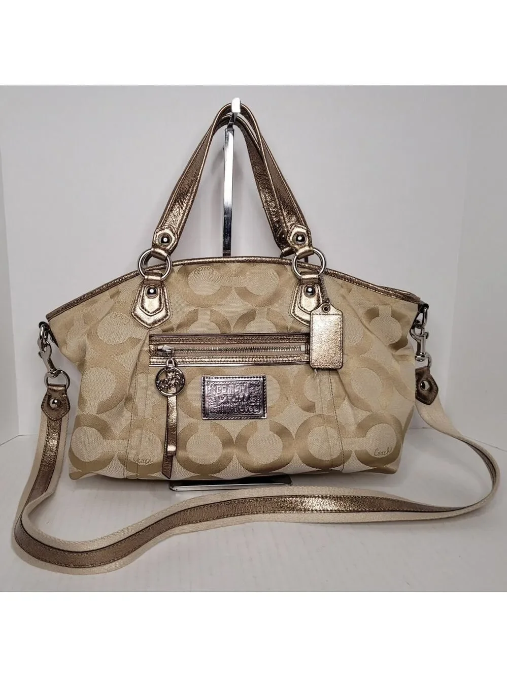 Coach Poppy Champagne Gold Tote Crossbody/Shoulder Bag H1069-16296P
